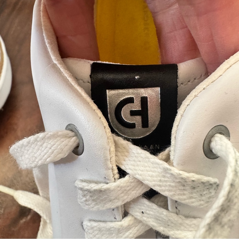 Cole Haan Grandpro Topspin White Leather Sneakers with Black Detail - Picture 9 of 12